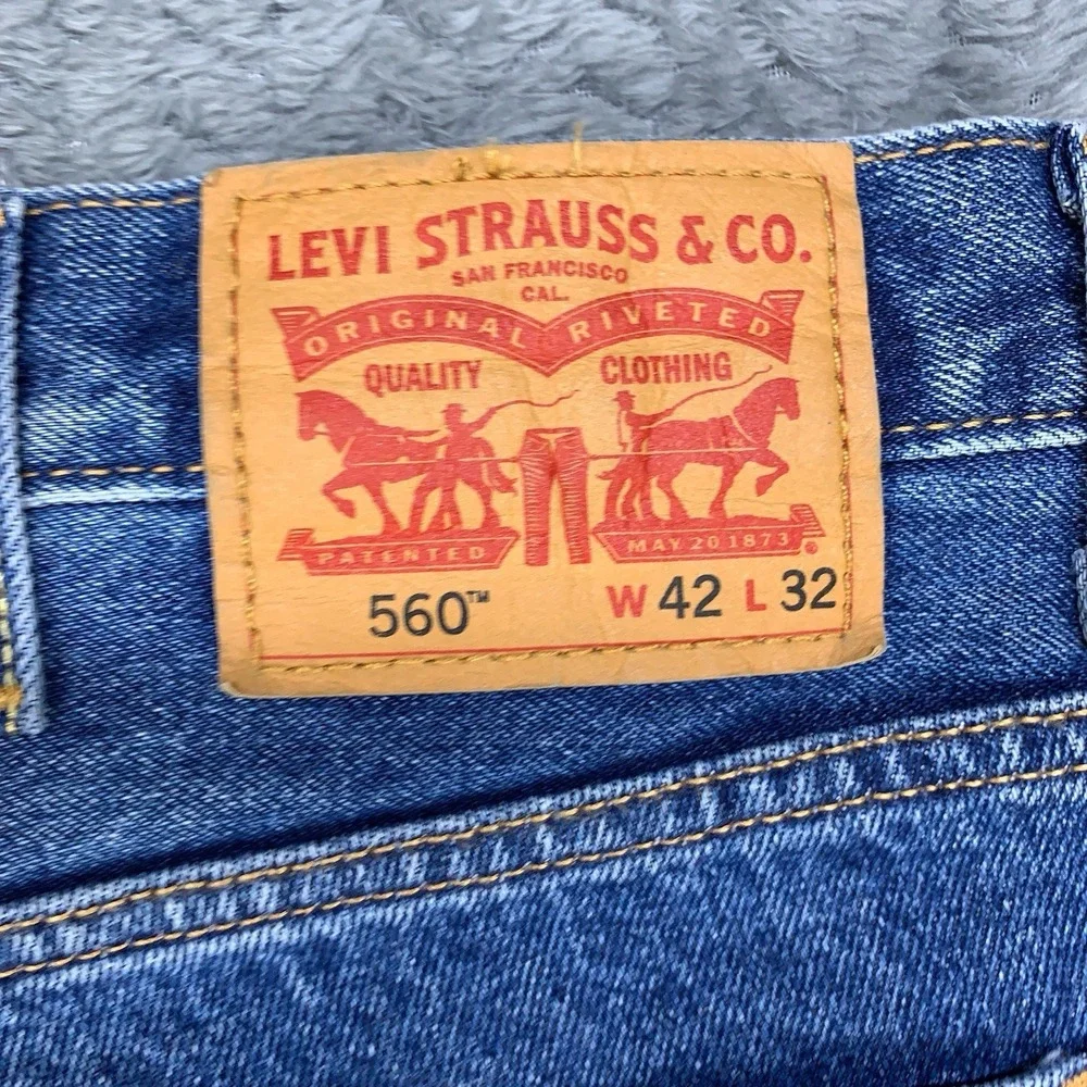 Levis 560 Jeans Men's 42x32 Blue Denim Loose Fit Comfort Wide Leg Baggy NWT